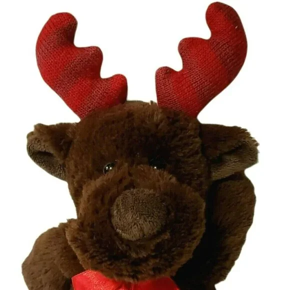 Plush Christmas Moose Brown Stuffed Knit Antler Deer Dan Dee Collector's Choice - Picture 2 of 6